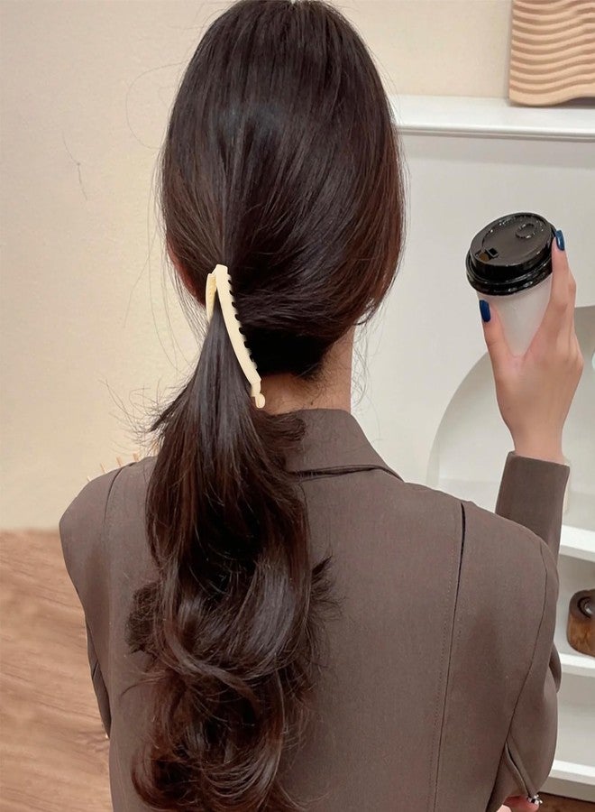 هابدو مجموعة مشابك شعر هابدو المكونة من 6 قطع على شكل موزة للشعر الكثيف، مشبك شعر موزة غير لامع لتسريحات الشعر النسائية ذات الحجم الكبير، إكسسوارات كبيرة وقوية لتثبيت ذيل الحصان والكعكة (أسود، أزرق، بني، كاكي، وردي، بيج) - Image 5